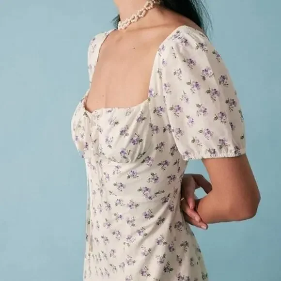 Rihoas Short Sleeve Floral Ruched Midi Dress in Size Small - Picture 3 of 8